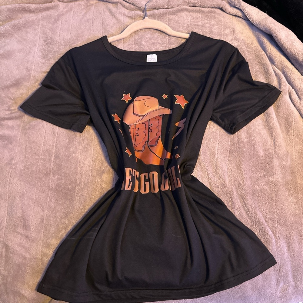 Black Graphic T-Shirt with Cowboy Design